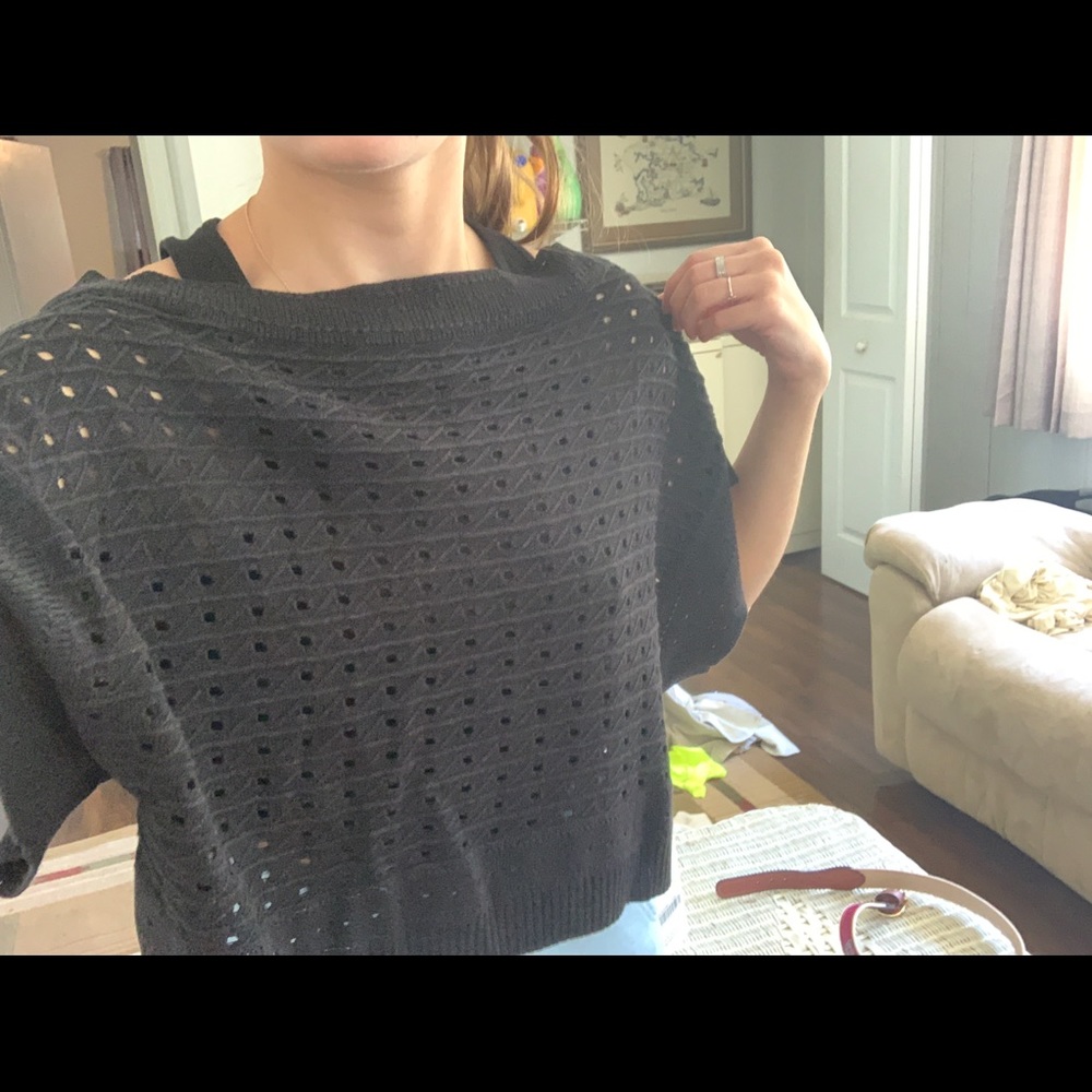 W by Worth Black top with holes,size XP fits like S, new with tags